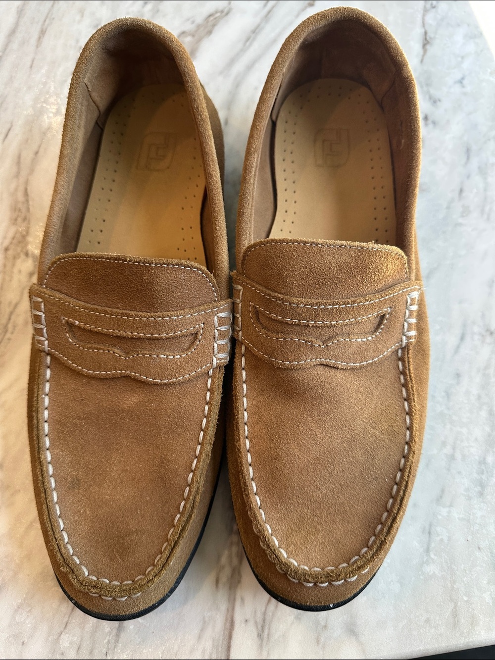 FootJoy Tan Suede Penny Loafers